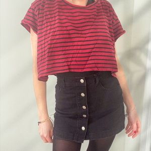 Forever 21 Striped Cropped Boxy T (Med)
